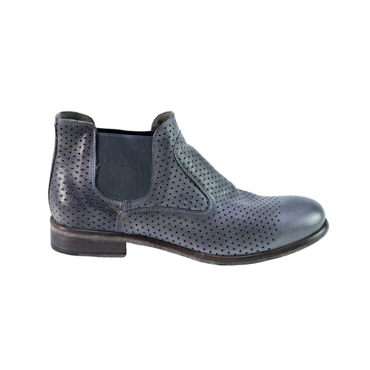Women's ankle boots in handcrafted micro-perforated calfskin leather