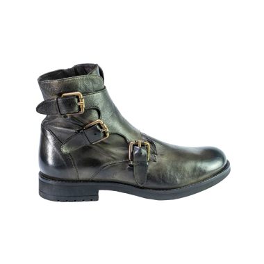 Botines de hombre con 3 hebillas en auténtica piel italiana hecha a mano